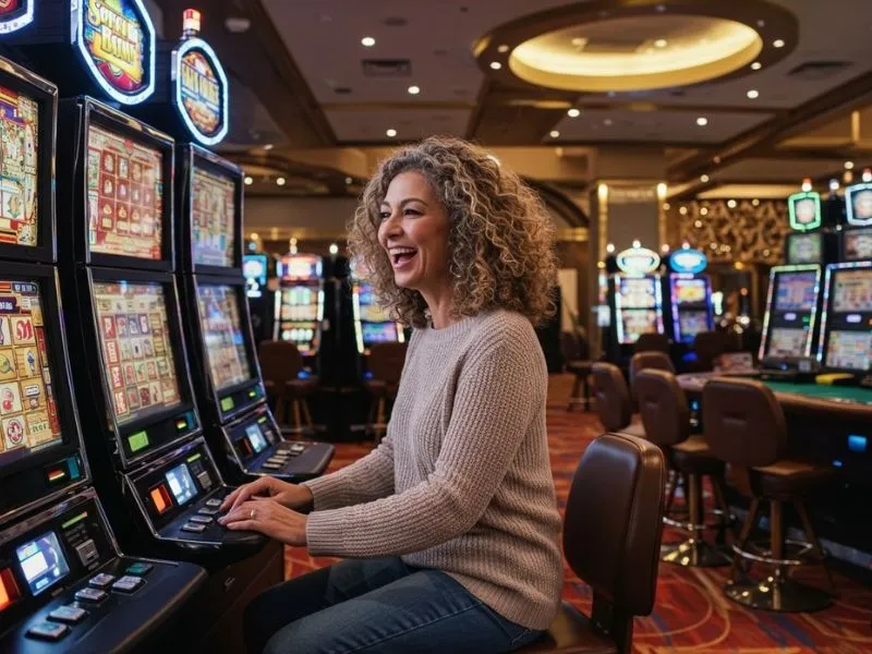 Happy player enjoying slot machine game after successful 688jili com login
