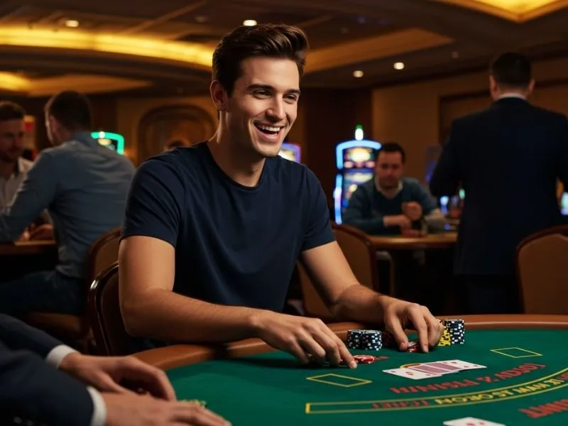 Joyful player participating in a casino game during the milyon88 com promotion event