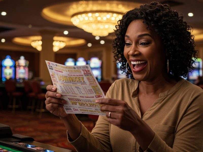 Happy player holding winning hand in poker game at PH365 Online Casino