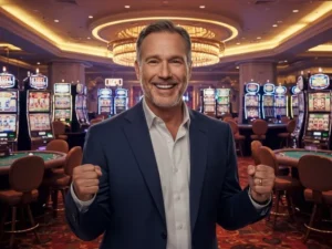 Man enjoying the bright and lively atmosphere at Pinoy 168 Casino