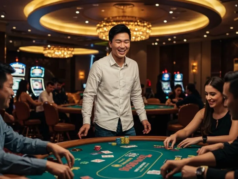 ssbet77 free player happily watching exciting casino table games